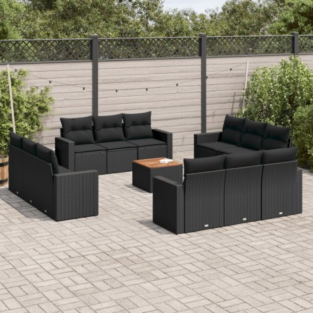 Set de sofás de jardín y cojines 13 pzas ratán sintético negro de , Conjuntos de jardín - Ref: Foro24-3224053, Precio: 911,88...