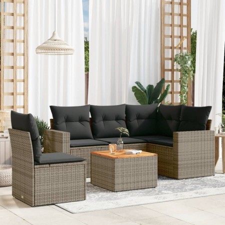 Set de muebles de jardín 6 pzas y cojines ratán sintético gris de , Conjuntos de jardín - Ref: Foro24-3224128, Precio: 356,21...