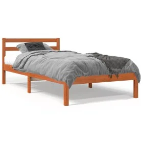 Wachsbrauner Bettrahmen aus massivem Kiefernholz, 75 x 190 cm von , Betten und Lattenroste - Ref: Foro24-844137, Preis: 63,92...