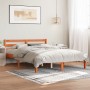 Estructura de cama madera maciza pino marrón cera 135x190 cm de , Camas y somieres - Ref: Foro24-844140, Precio: 93,07 €, Des...