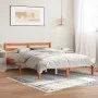 Solid wax brown pine wood bed frame 135x190 cm by , Beds and slatted bases - Ref: Foro24-844140, Price: 91,91 €, Discount: %