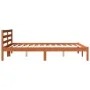 Solid wax brown pine wood bed frame 135x190 cm by , Beds and slatted bases - Ref: Foro24-844140, Price: 91,91 €, Discount: %