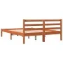 Solid wax brown pine wood bed frame 135x190 cm by , Beds and slatted bases - Ref: Foro24-844140, Price: 91,91 €, Discount: %