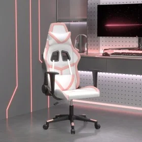 White and pink synthetic leather massage gaming chair by , Gaming chairs - Ref: Foro24-345431, Price: 114,96 €, Discount: %