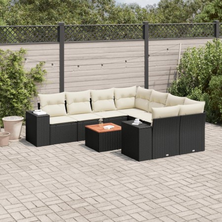 Set de sofás de jardín 8 piezas y cojines ratán sintético negro de , Conjuntos de jardín - Ref: Foro24-3225370, Precio: 501,1...