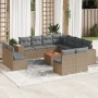 Set de sofás de jardín 12 pzas y cojines ratán sintético marrón de , Conjuntos de jardín - Ref: Foro24-3225506, Precio: 686,8...