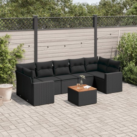 Set de sofás de jardín 8 piezas y cojines ratán sintético negro de , Conjuntos de jardín - Ref: Foro24-3224032, Precio: 521,8...