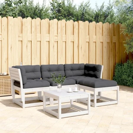 Set muebles jardín 4 pzas con cojines madera maciza pino blanco de , Conjuntos de jardín - Ref: Foro24-3216911, Precio: 447,2...