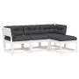 Set muebles jardín 4 pzas con cojines madera maciza pino blanco de , Conjuntos de jardín - Ref: Foro24-3216911, Precio: 447,2...