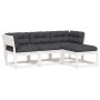 Set muebles jardín 4 pzas con cojines madera maciza pino blanco de , Conjuntos de jardín - Ref: Foro24-3216911, Precio: 452,8...