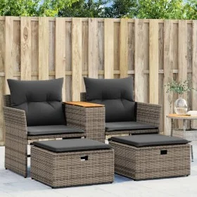 2-Sitzer-Gartensofa mit Markise und grauen PE-Rattanhockern von , Outdoor-Sofas - Ref: Foro24-365804, Preis: 304,90 €, Rabatt: %