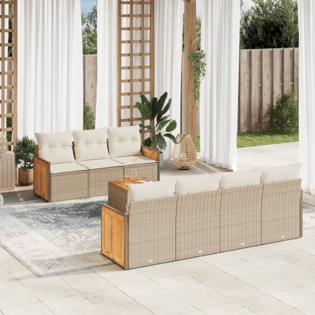 Juego de sofás de jardín con cojines beige 8 pzas ratán PE de , Conjuntos de jardín - Ref: Foro24-3259888, Precio: 528,41 €, ...