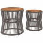 Mesas auxiliares jardín 2 pzas superficie de madera ratán gris de , Mesas de jardín - Ref: Foro24-366292, Precio: 161,40 €, D...