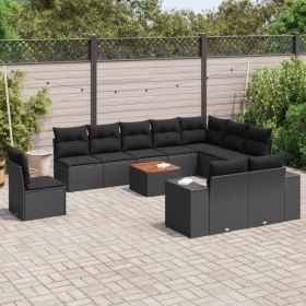 Set de sofás de jardín 11 pzas y cojines ratán sintético negro de , Conjuntos de jardín - Ref: Foro24-3225495, Precio: 692,74...