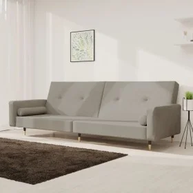 Sofá cama de 2 plazas con dos almohadas terciopelo gris claro de , Sofás - Ref: Foro24-375749, Precio: 291,03 €, Descuento: %