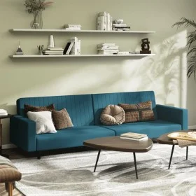 Sofá cama de 2 plazas terciopelo azul de , Sofás - Ref: Foro24-375936, Precio: 263,66 €, Descuento: %
