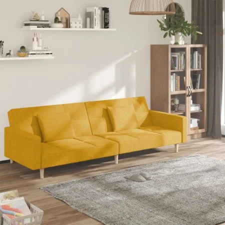2-Sitzer-Schlafsofa mit zwei gelben Stoffkissen von , Sofas - Ref: Foro24-375804, Preis: 270,12 €, Rabatt: %