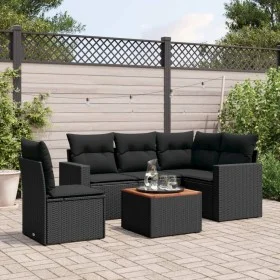 Set de sofás de jardín 6 piezas y cojines ratán sintético negro de , Conjuntos de jardín - Ref: Foro24-3224123, Precio: 385,0...