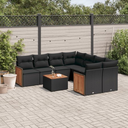 Set de sofás de jardín 8 piezas y cojines ratán sintético negro de , Conjuntos de jardín - Ref: Foro24-3259906, Precio: 572,9...