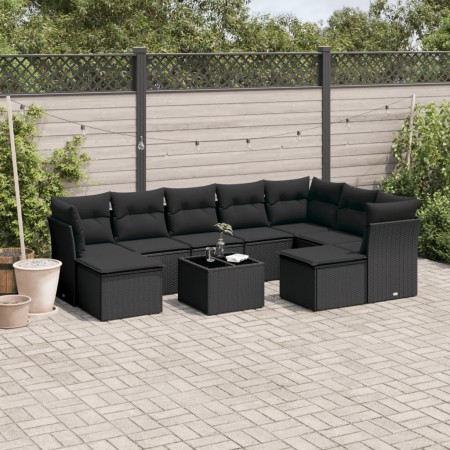 Set de sofás de jardín 10 pzas cojines ratán sintético negro de , Conjuntos de jardín - Ref: Foro24-3250414, Precio: 624,18 €...