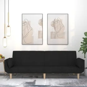 Sofá cama de 2 plazas con dos almohadas tela negro de , Sofás - Ref: Foro24-375871, Precio: 281,76 €, Descuento: %
