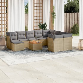 Set de sofás de jardín 11pzas con cojines ratán sintético beige de , Conjuntos de jardín - Ref: Foro24-3223973, Precio: 610,2...