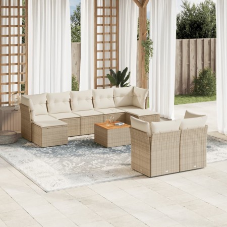 Juego de sofás jardín con cojines beige 10 pzas ratán sintético de , Conjuntos de jardín - Ref: Foro24-3223874, Precio: 618,1...