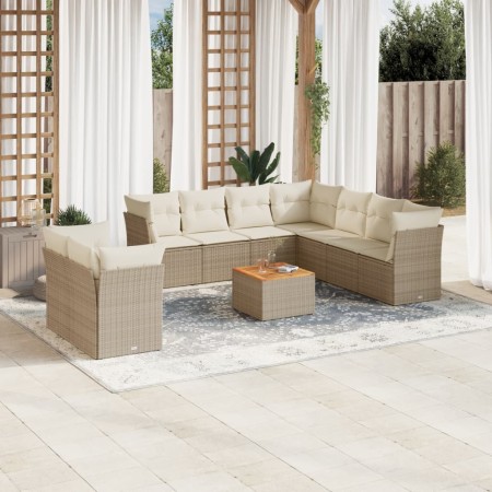 Juego de sofás jardín con cojines beige 10 pzas ratán sintético de , Conjuntos de jardín - Ref: Foro24-3223713, Precio: 662,2...