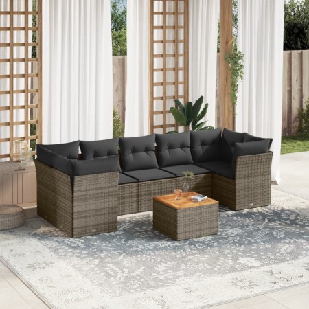 Set de sofás de jardín y cojines 8 piezas ratán sintético gris de , Conjuntos de jardín - Ref: Foro24-3255843, Precio: 469,95...