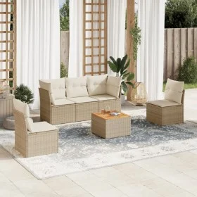 Juego de sofás jardín con cojines 6 pzas ratán sintético beige de , Conjuntos de jardín - Ref: Foro24-3255876, Precio: 368,72...