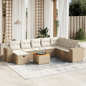 Set de sofás de jardín 9 pzas con cojines ratán sintético beige de , Conjuntos de jardín - Ref: Foro24-3265209, Precio: 581,9...