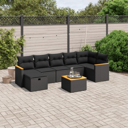 Set de sofás de jardín 8 piezas y cojines ratán sintético negro de , Conjuntos de jardín - Ref: Foro24-3265318, Precio: 490,7...