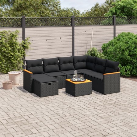 Set de sofás de jardín 8 piezas y cojines ratán sintético negro de , Conjuntos de jardín - Ref: Foro24-3265332, Precio: 490,7...