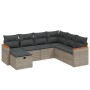 Set de sofás de jardín 7 piezas con cojines ratán PE gris de , Conjuntos de jardín - Ref: Foro24-3265330, Precio: 398,54 €, D...