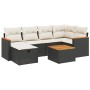 Set de comedor de jardín 7 pzas y cojines ratán sintético negro de , Conjuntos de jardín - Ref: Foro24-3265305, Precio: 392,4...