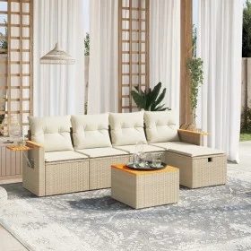 Juego de sofás jardín con cojines 6 pzas ratán sintético beige de , Conjuntos de jardín - Ref: Foro24-3265510, Precio: 427,21...