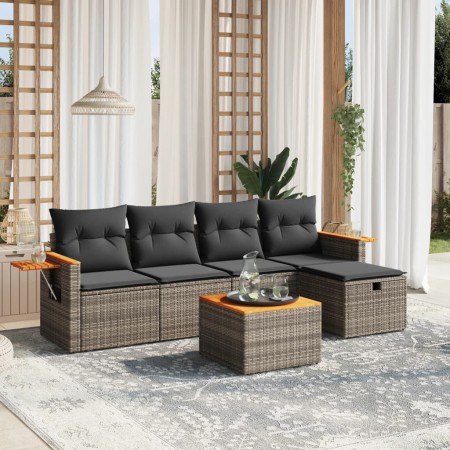 Set de muebles de jardín 6 pzas y cojines ratán sintético gris de , Conjuntos de jardín - Ref: Foro24-3265512, Precio: 341,66...