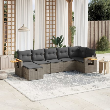 Set de sofás de jardín 7 piezas con cojines ratán PE gris de , Conjuntos de jardín - Ref: Foro24-3265533, Precio: 427,95 €, D...