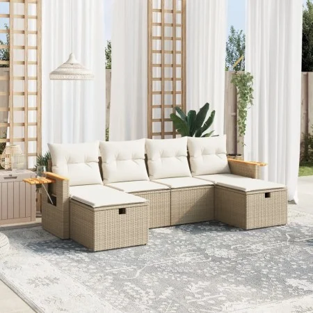 Juego de sofás jardín con cojines 6 pzas ratán sintético beige de , Conjuntos de jardín - Ref: Foro24-3265559, Precio: 443,15...