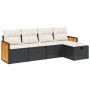 Set de muebles de jardín 5 pzas y cojines ratán sintético negro de , Conjuntos de jardín - Ref: Foro24-3265718, Precio: 284,3...