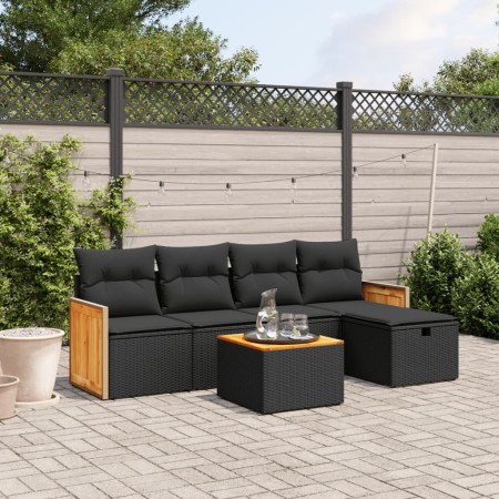 Set de sofás de jardín 6 piezas y cojines ratán sintético negro de , Conjuntos de jardín - Ref: Foro24-3265724, Precio: 341,7...
