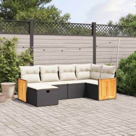 Set de sofás de jardín 6 piezas y cojines ratán sintético negro de , Conjuntos de jardín - Ref: Foro24-3265732, Precio: 358,1...
