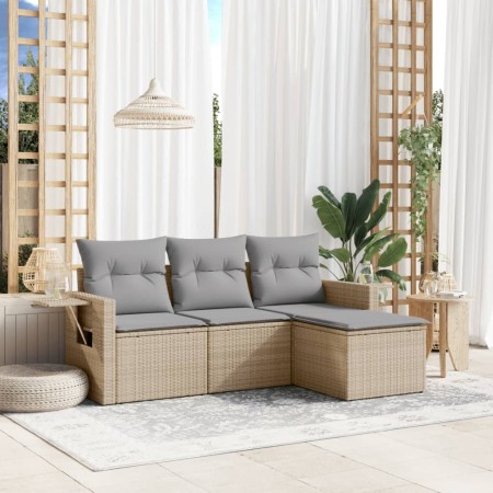 Juego de sofás jardín con cojines 4 pzas ratán sintético beige de , Conjuntos de jardín - Ref: Foro24-3220068, Precio: 249,33...