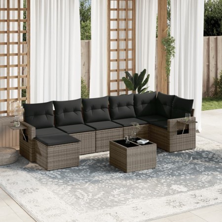 Set de sofás de jardín 8 pzas y cojines ratán sintético gris de , Conjuntos de jardín - Ref: Foro24-3220489, Precio: 468,65 €...