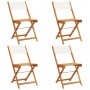 Sillas jardín plegables 4 uds tela madera maciza y tela crema en Sillas de jardín | Comprar online en Foru.es