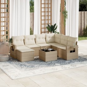 Juego de sofás de jardín con cojines beige 8 pzas ratán PE de , Conjuntos de jardín - Ref: Foro24-3220507, Precio: 495,36 €, ...