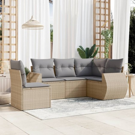 Juego de sofás jardín con cojines 5 pzas ratán sintético beige de , Conjuntos de jardín - Ref: Foro24-3221368, Precio: 347,43...
