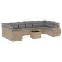 Set de sofás de jardín 11pzas con cojines ratán sintético beige de , Sofás modulares de exterior - Ref: Foro24-3221878, Preci...