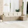 Garden sofa set with cushions 5 pieces beige synthetic rattan by , Modular outdoor sofas - Ref: Foro24-3222487, Price: 344,14...