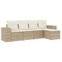 Garden sofa set with cushions 5 pieces beige synthetic rattan by , Modular outdoor sofas - Ref: Foro24-3222487, Price: 344,14...